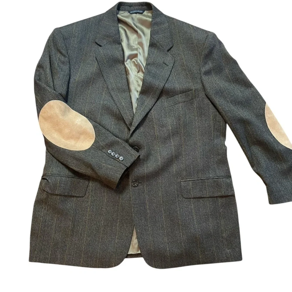 EVAN PICONE MEN’S BLAZER Wool Tweed Sports Coat Leather Elbow Patches Size 44R